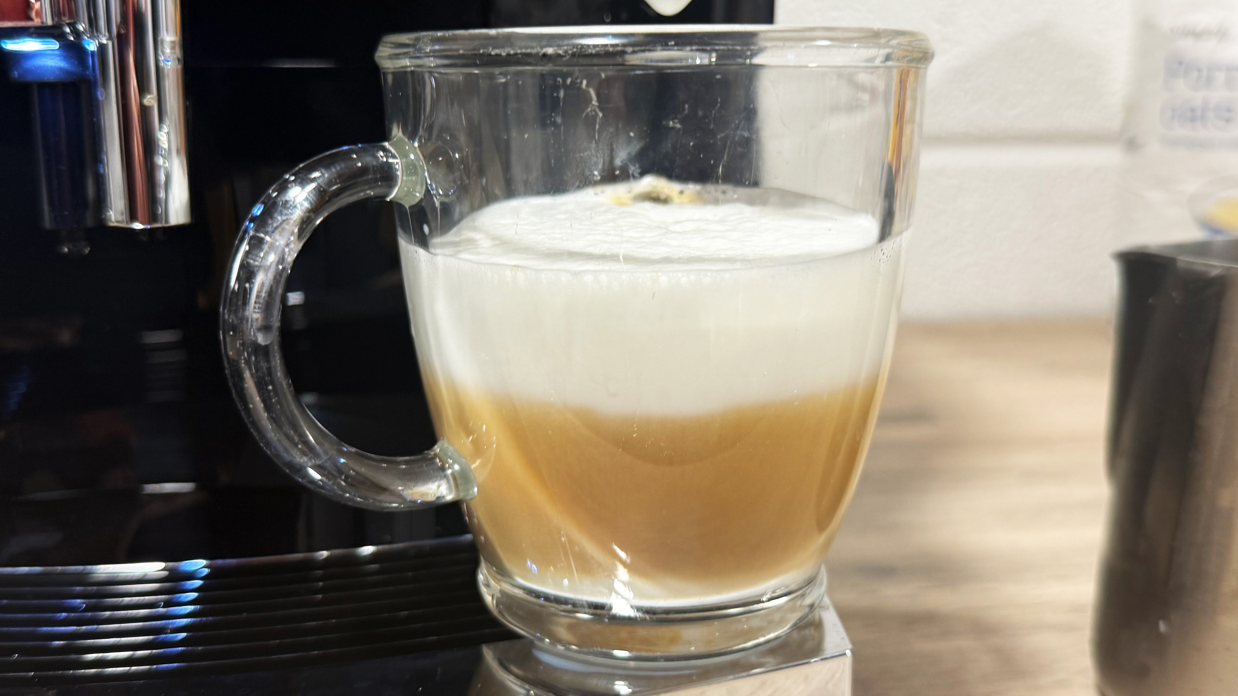 a photograph of a coffee made by the Jura E8 automatic coffee machine