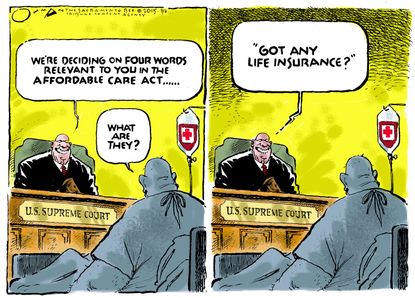 Political cartoon U.S. Supreme Court Obamacare