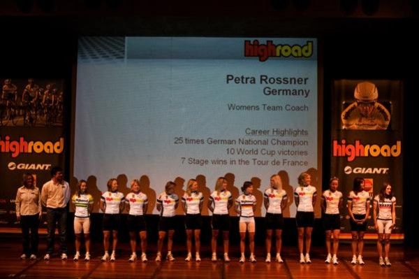 The women's squad is introduced and lined up.