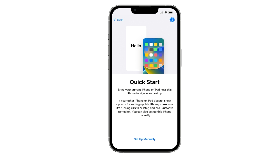 An image showing an iPhone setup screen
