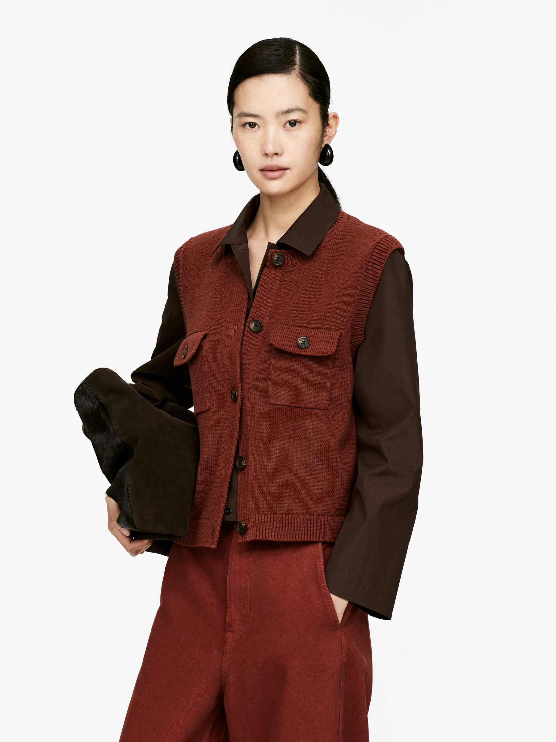 Knitted Cotton Vest &amp;ndash; Reddish Brown &amp;ndash; Women &amp;ndash; Arket Gb