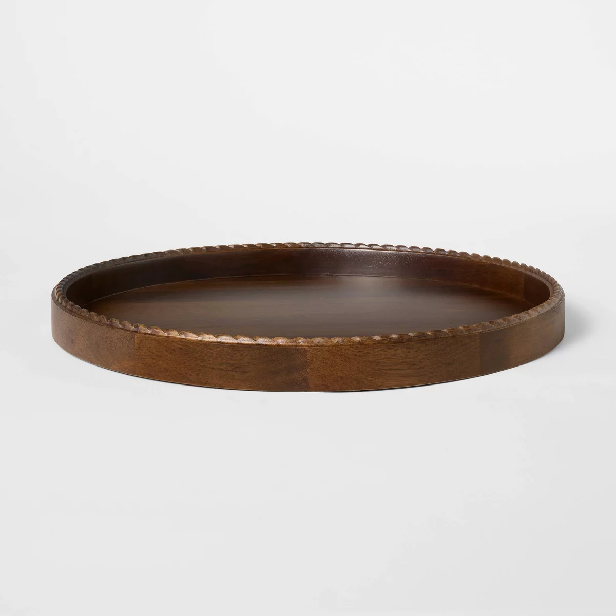 Braided Edge Wood Tray Dark Brown - Thresholdu0026#8482; Designed With Studio Mcgee