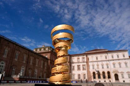Giro d'Italia trophy at the start of stage 1 in Venaria Reale