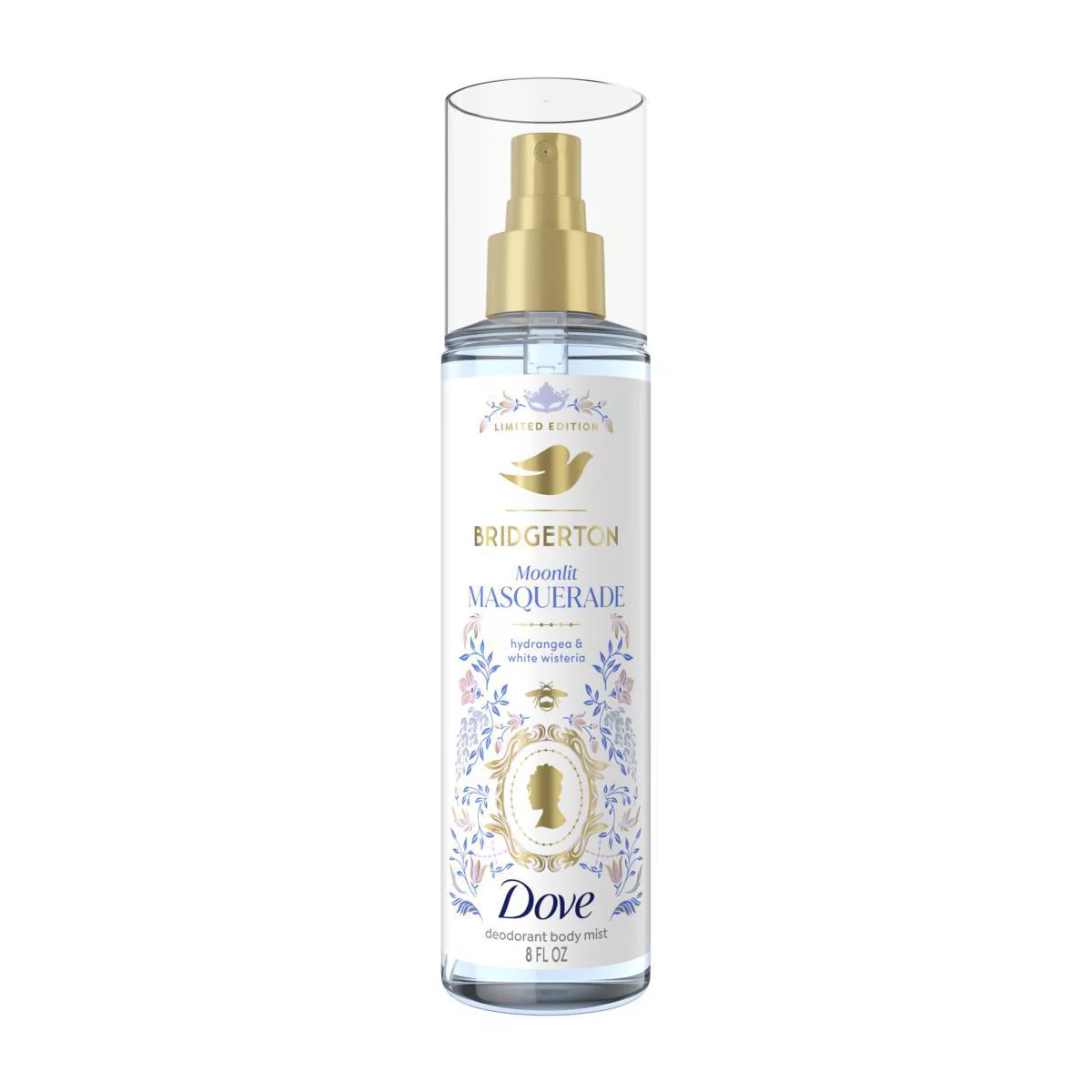Dove Beauty Limited Edition Bridgerton Body Mist - Moonlit Masquerade - Hydrangea U0026#38; White Wisteria Scent - 8oz