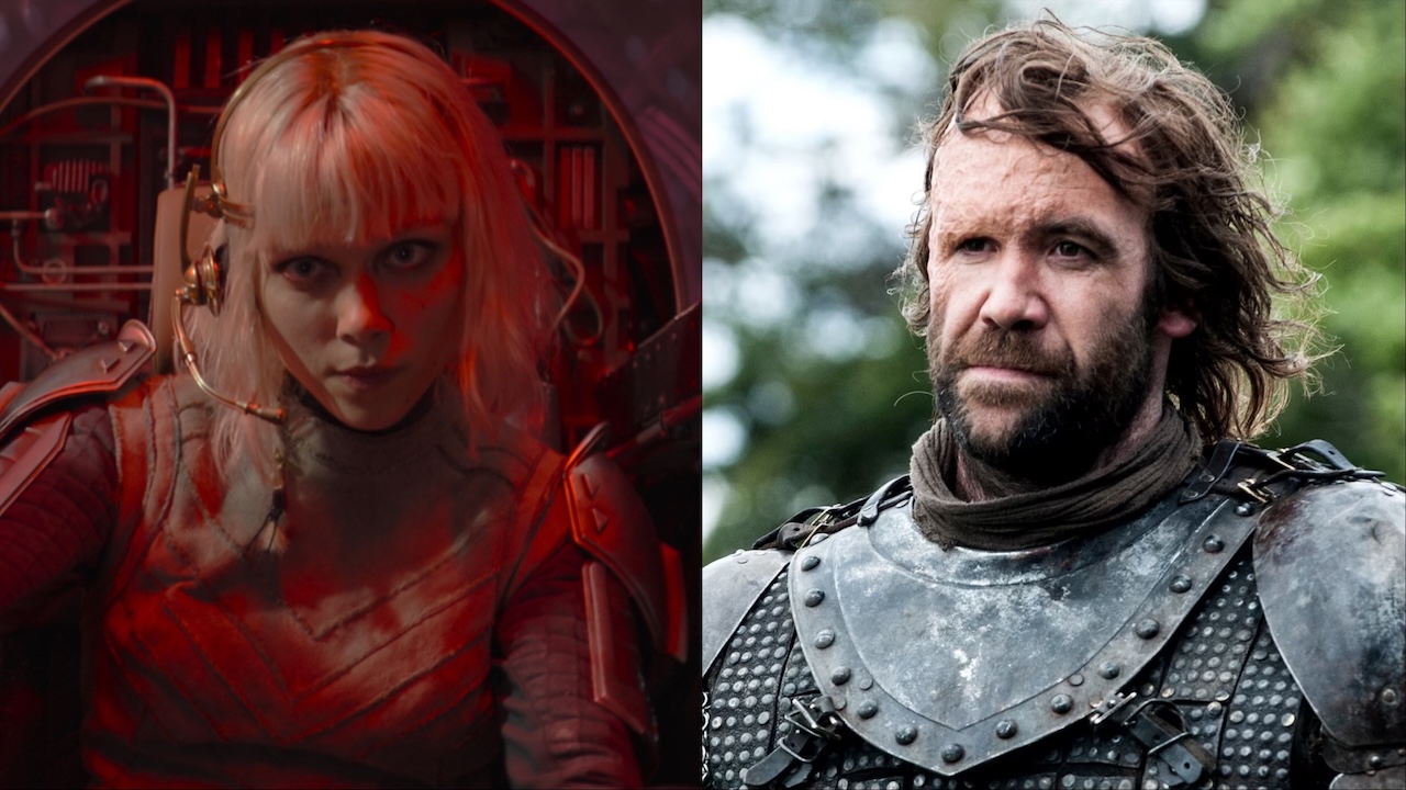 Ivanna Sakhno in Ahsoka and Rory McCann in Games of Thrones