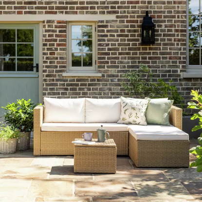 Argos Home 4 Seater Rattan Effect Garden Sofa Set- Natural