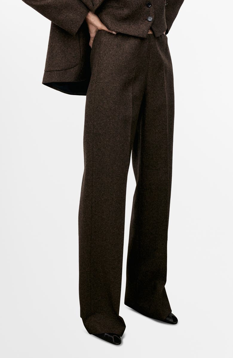 Straight Leg Wool Blend Pants