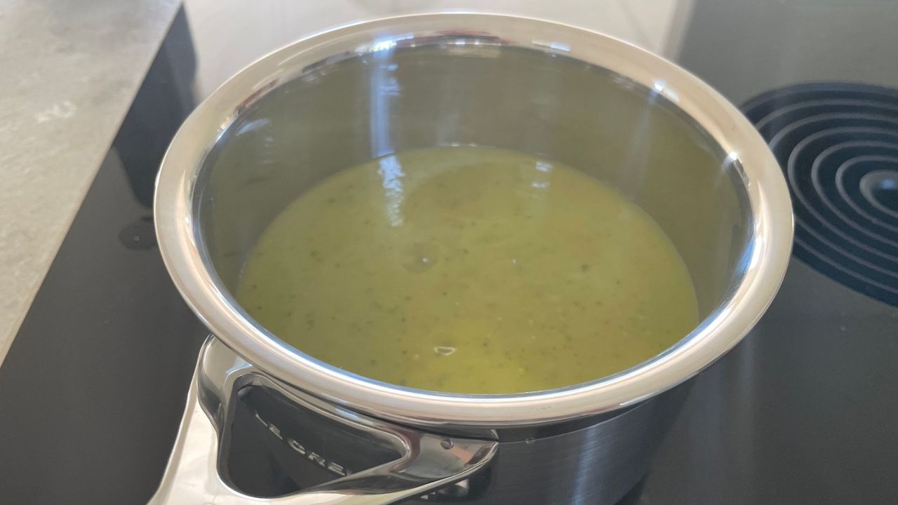 Le Creuset Stainless Steel Pan being tested in the kitchen