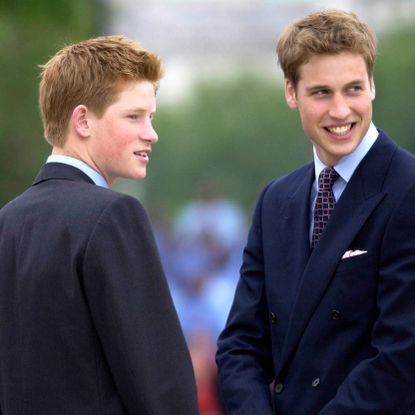 Prince William And Prince Harry Smiling And Chatting Together After Watching The Parade To Mark The Queen's Golden Jubilee From The Queen Victoria Memorial