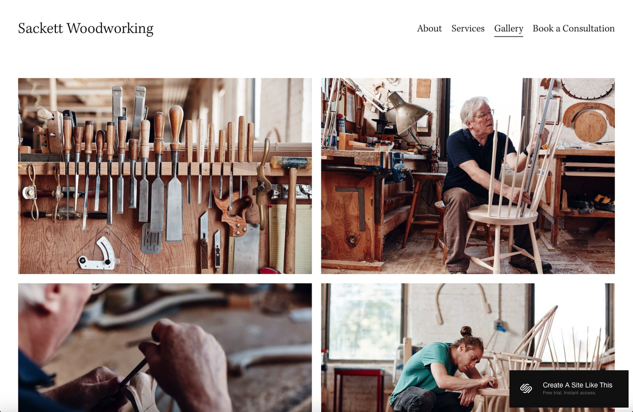 screenshot of Squarespace template