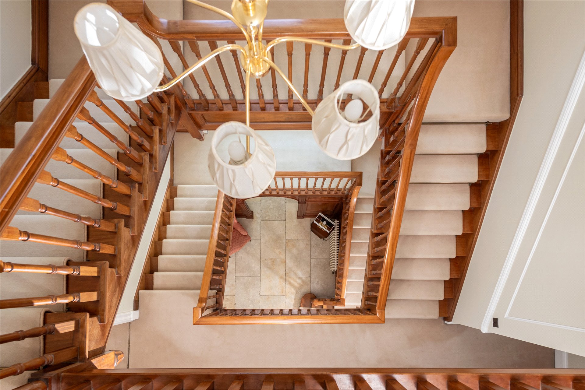 A look down the three-storey high staircase at the old rectory