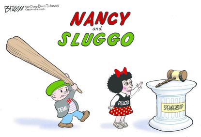 Political cartoon U.S. Democrats Nancy Pelosi House speakership Sluggo