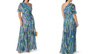 one shoulder floral maxi dress