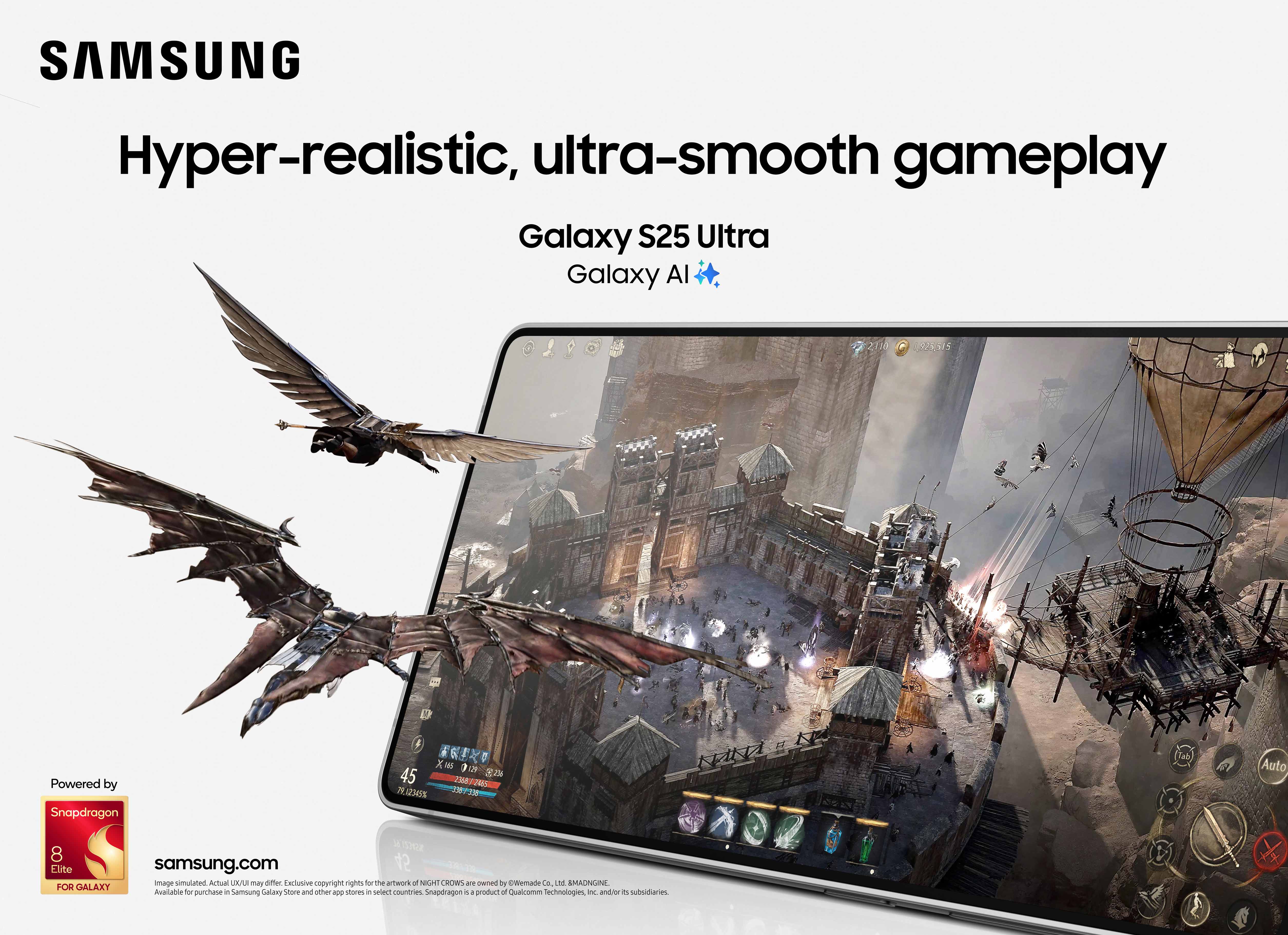 Advertising imagery for the Samsung Galaxy S25 Ultra.