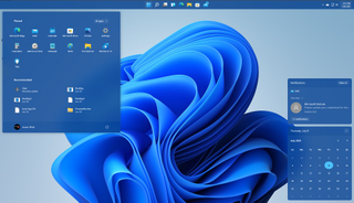 Windows 11 calendar menu and start menu with taskbar on top
