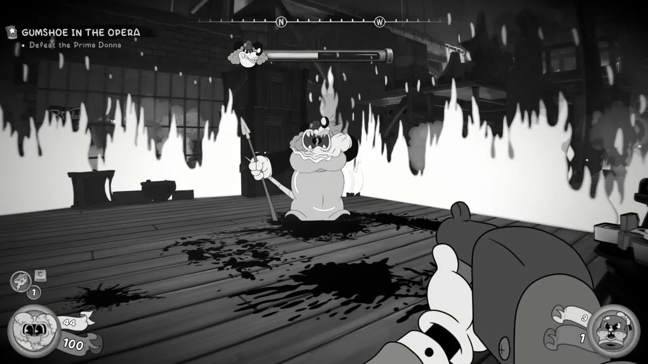 Mouse: P.I. For Hire gameplay screenshot of the Fat Mouse boss.