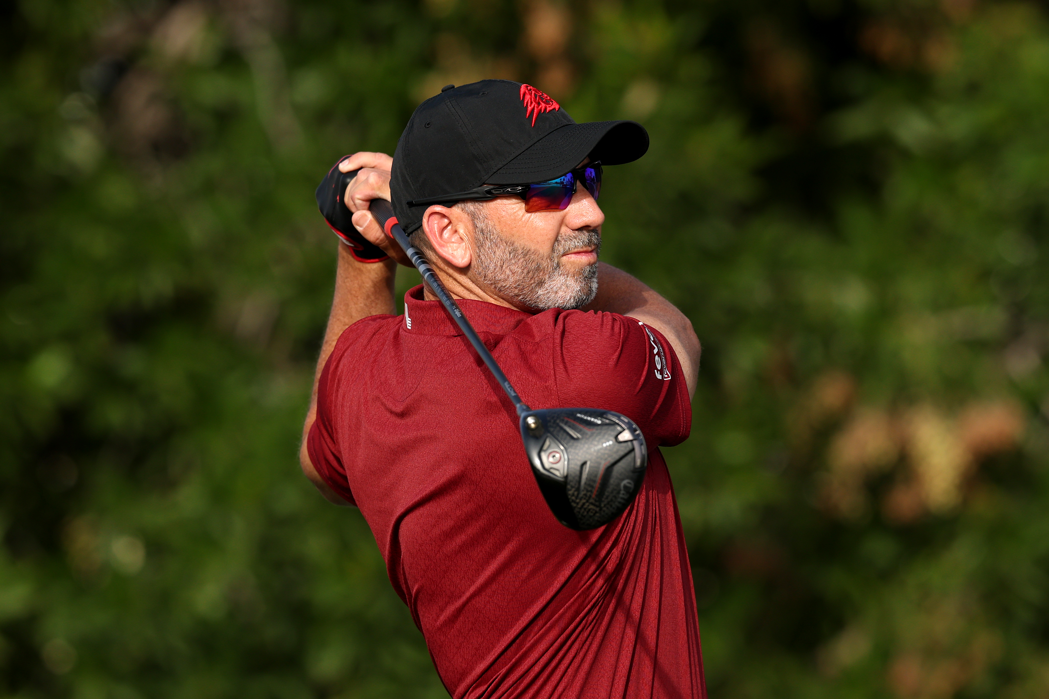 Sergio Garcia hits a driver off the tee