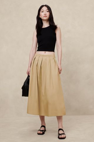 Banana Republic Factory Poplin Pleated Midi Skirt