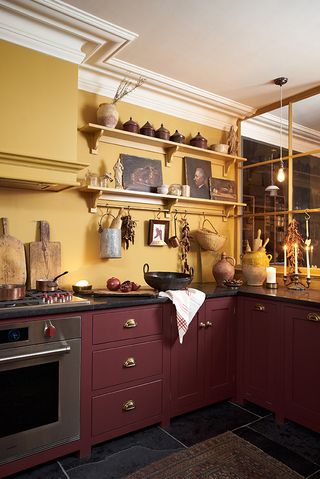 red and yellow kitchen