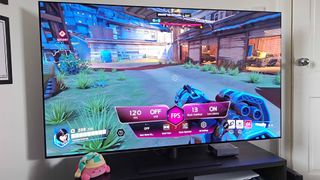 LG OLED G4 with Overwatch 2 on screen and Game Hub menu