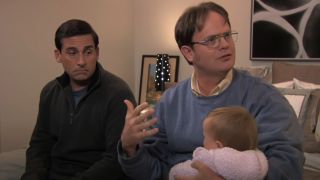 Dwight is the only one able to calm Pam's baby