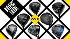 A number of different golf drivers in a grid system