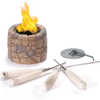 7. Tabletop Fire Pit Bowl with Roasting Sticks: View at Amazon