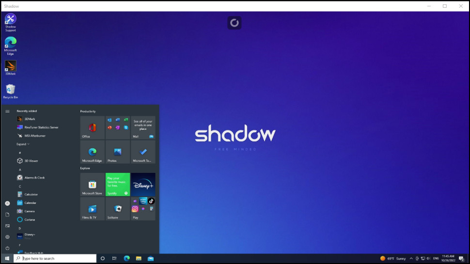 Shadow Windows desktop