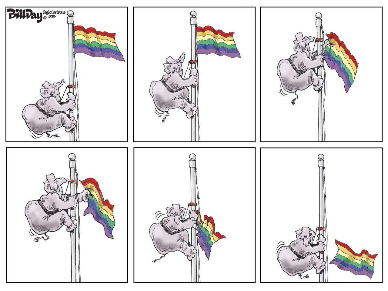 Political cartoon U.S. GOP Gay Marriage