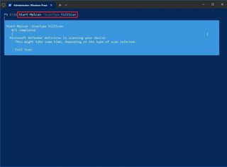 Microsoft Defender full scan PowerShell command