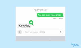 ios 18 messages with rcs support showing a tapback