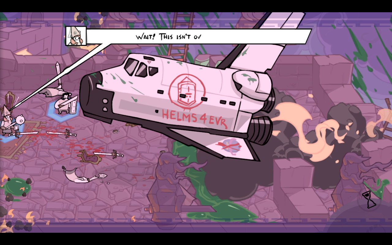 Because the holy bear interrupted space and time when it crashed into your planet, some enemies and allies have access to futuristic technology--like this space shuttle.