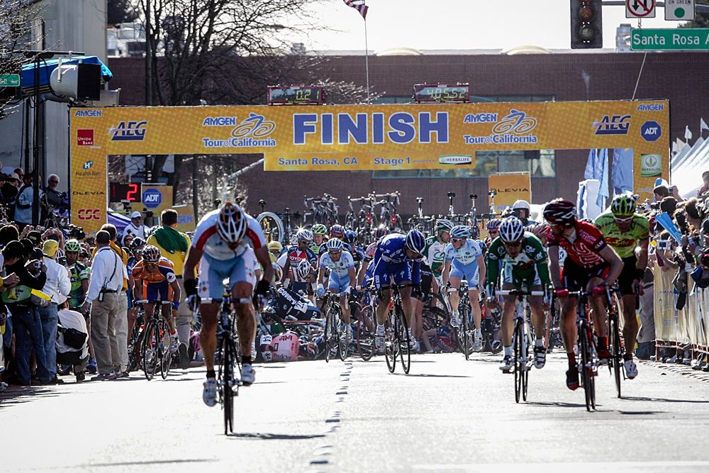 Fans got to see the dangers of bike racing up close during the first stage in 2007