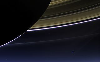 Cassini Captures Saturn’s Rings, Earth and Moon space wallpaper