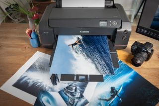 Canon imagePROGRAF PRO-1100 printer being used by ocean photographer Ben Thouard