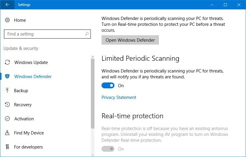 mettre a jour windows defender windows 10