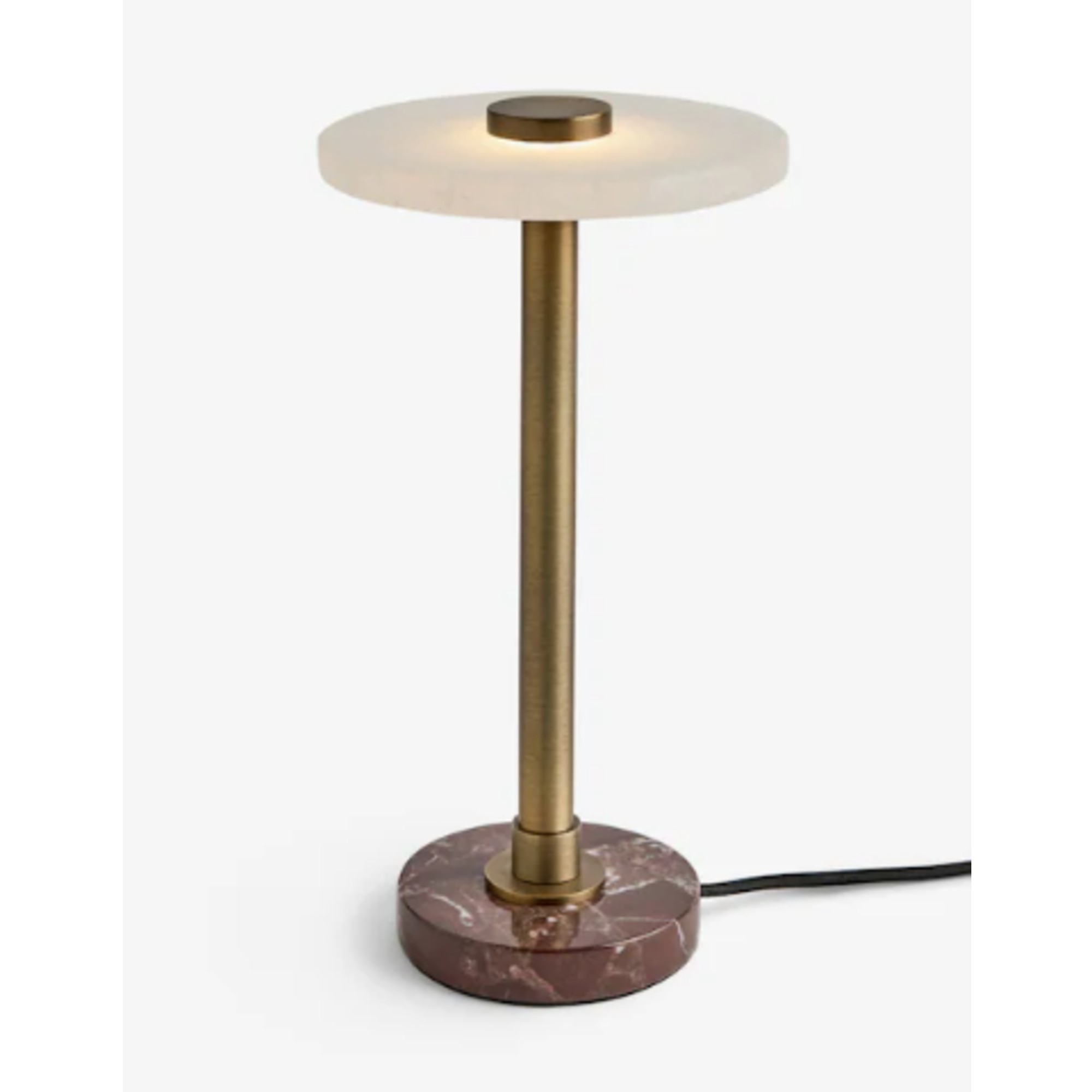 White N. Premium Brass Medinia Alabaster and Marble Mains Operated Table Lamp