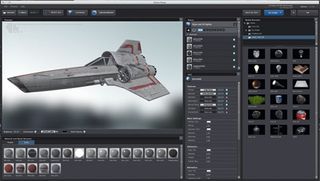Element 3D has a workspace where you import and texture objects. It takes a few seconds to load a million-poly-plus mesh, but after that it’s quick and smooth