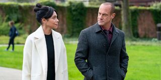 Tamara Taylor as Angela Wheatley and Christopher Meloni as Elliot Stabler in Law and Order: Organized Crime.