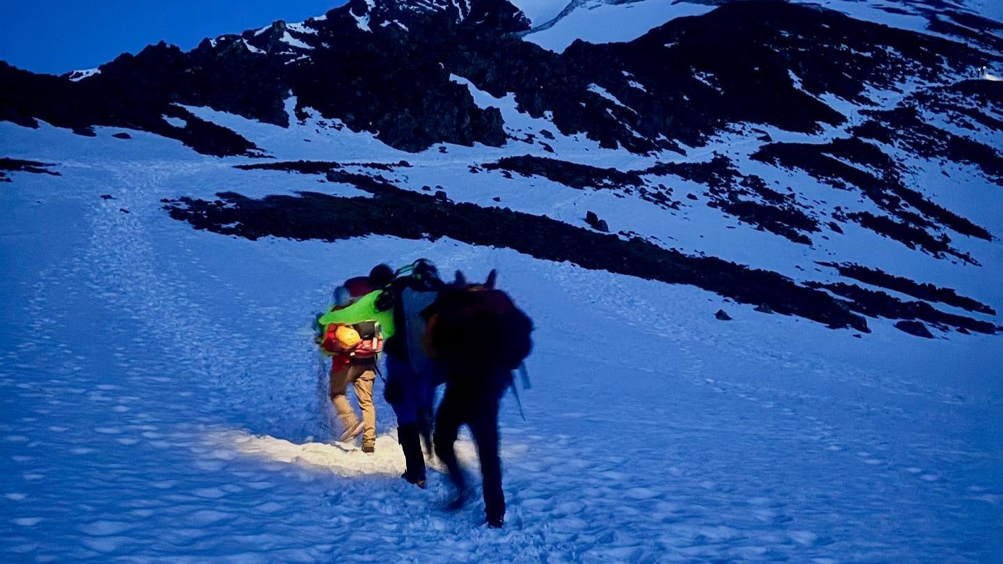 Image provided by Alpine Rescue Team show the rescue of two hikers struck by lightning on Torreys Peak