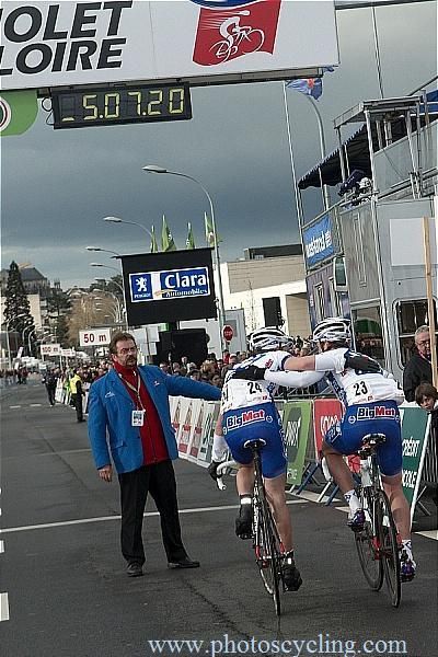 Delage and Demare celebrate their victory