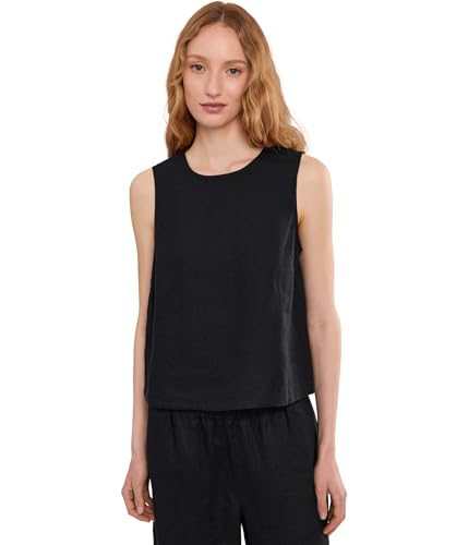 Madewell Womens Embroidered Shell Top in 100% Linen Jet Black 1 Medium