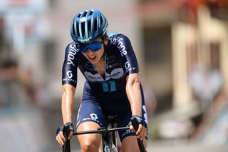 CERES ITALY JULY 04 Juliette Labous of France and Team DSMFirmenich crosses the finish line during the 34th Giro dItalia Donne 2023 Stage 5 a 1056km stage from Salassa to Ceres UCIWWT on July 04 2023 in Ceres Italy Photo by Dario BelingheriGetty Images