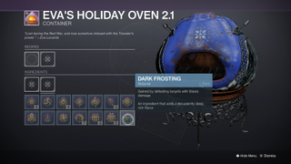 Destiny 2 Dawning 2021 Holiday Oven 2.1 ingredients list