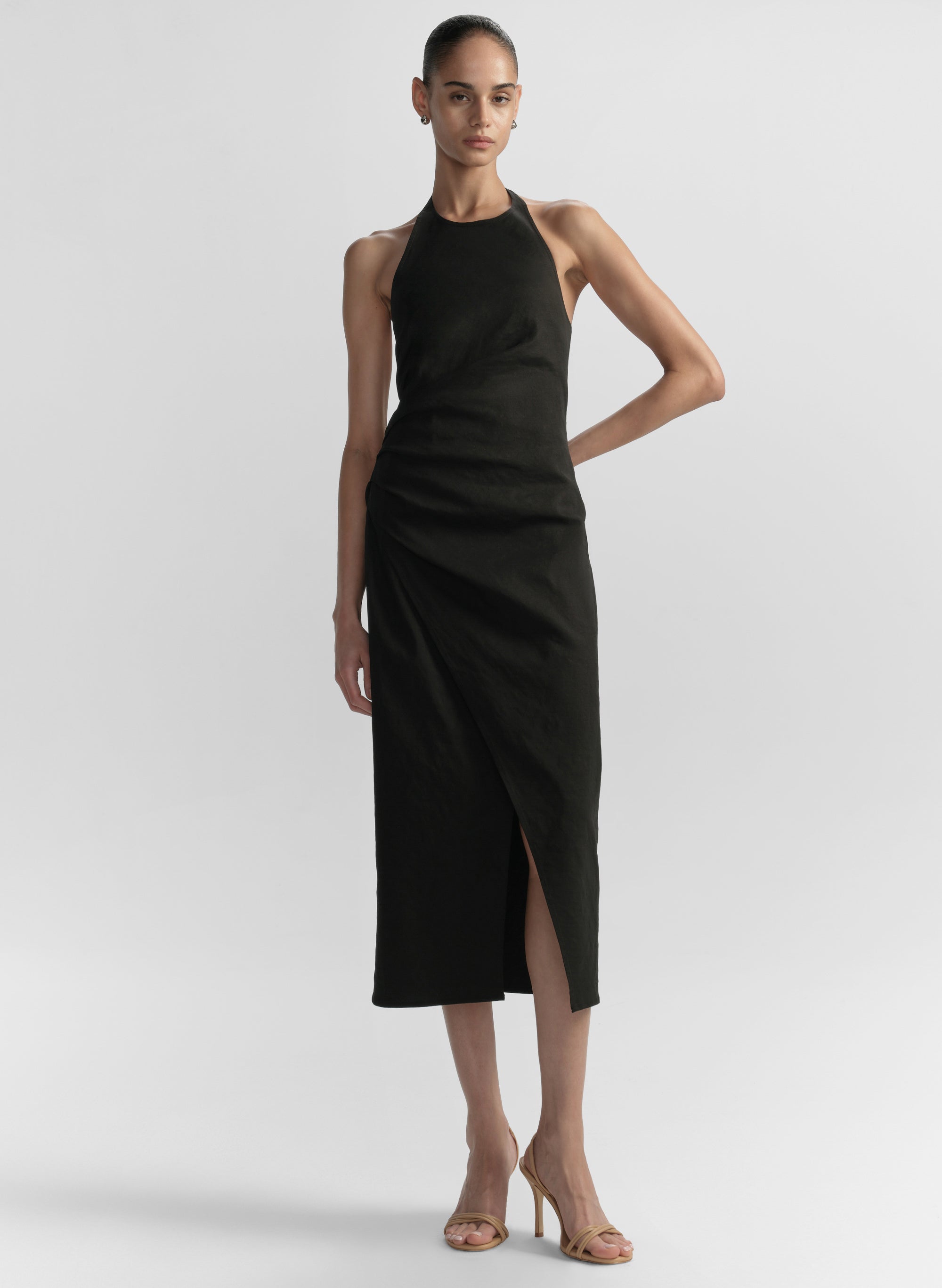 Sylvie Linen Midi Halter Dress