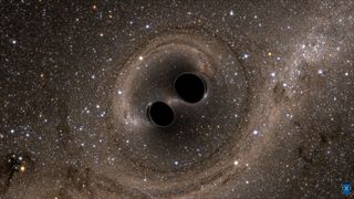 Computer simulation of a black hole collision.