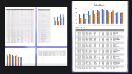 Before and After HP Print AI on some spreadsheet info