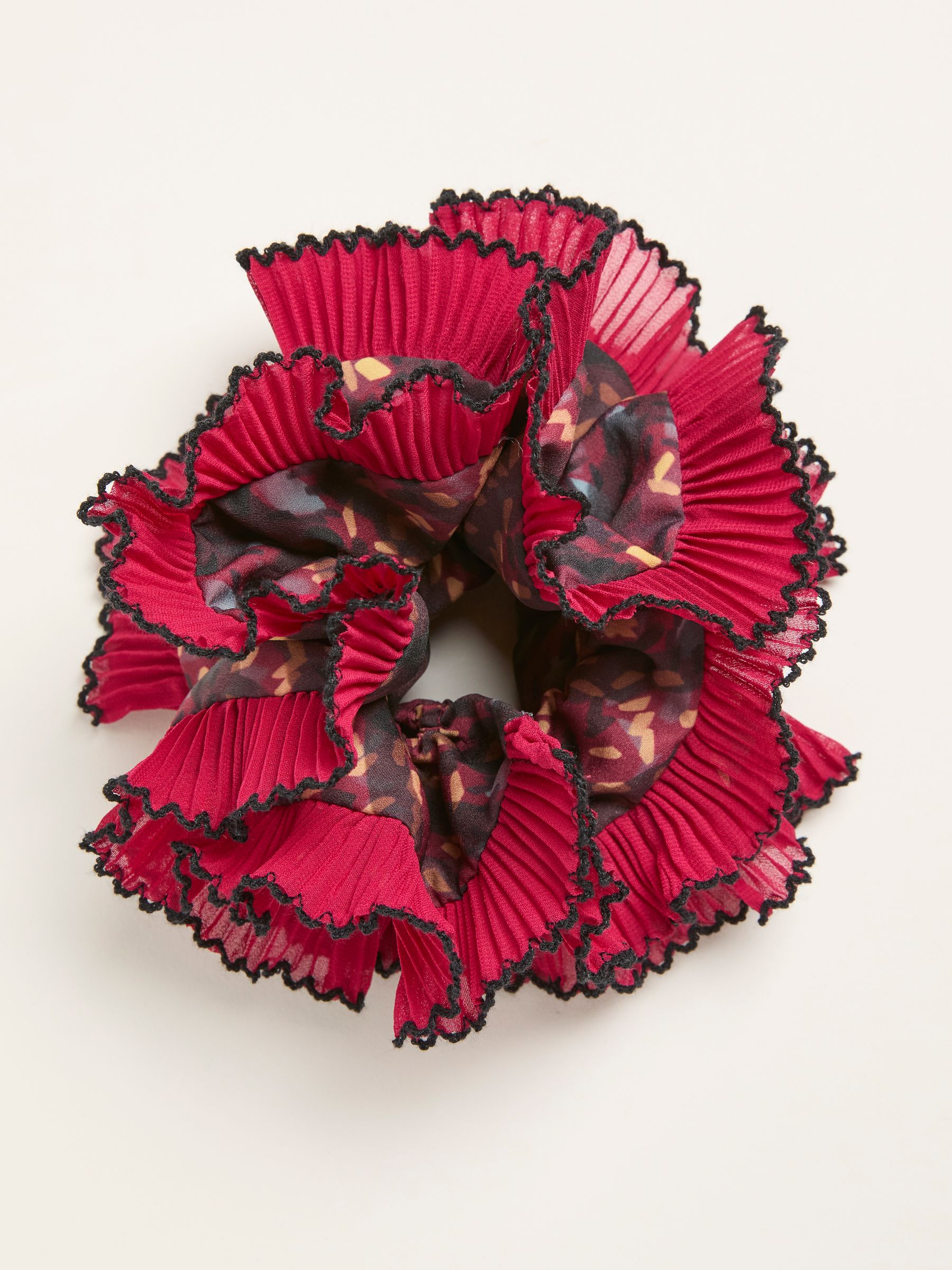 Burgundy Red Sketchy Texture Printed Scrunchie