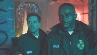 Shocked Iain and Jacob face horrific scenes at the rave in Casualty 