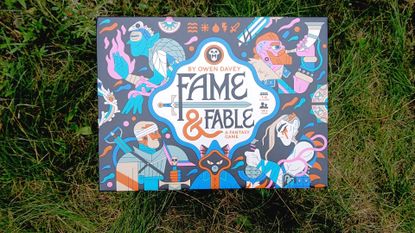 A top-down view of the Fame & Fable box on grass